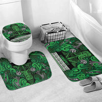 Aotearoa Iwi Ngati Maniapoto Bathroom Set Maori Wharenui House Tribal Pattern LT9 Mat Set Only (3 pcs) One Size Dark green - Polynesian Pride
