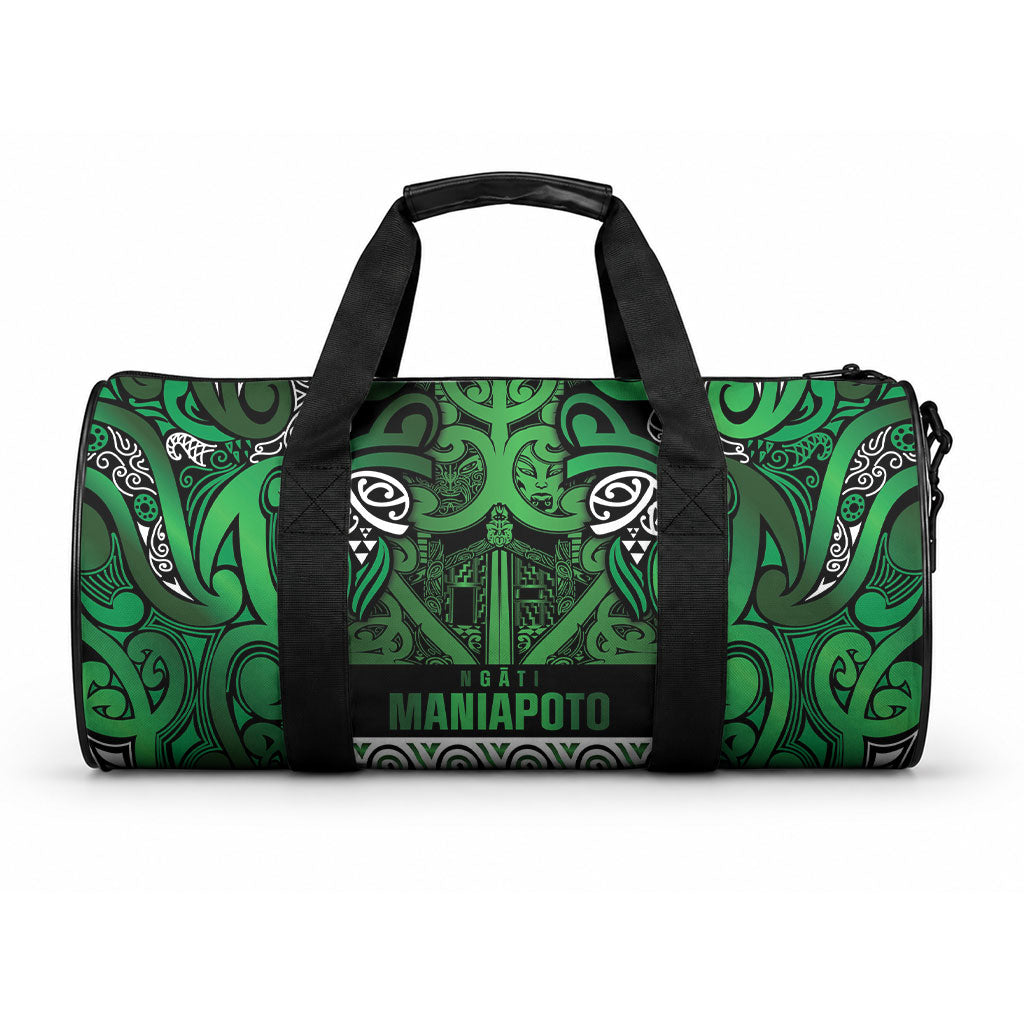 Aotearoa Iwi Ngati Maniapoto Duffle Bag Maori Wharenui House Tribal Pattern LT9 One size Dark green - Polynesian Pride