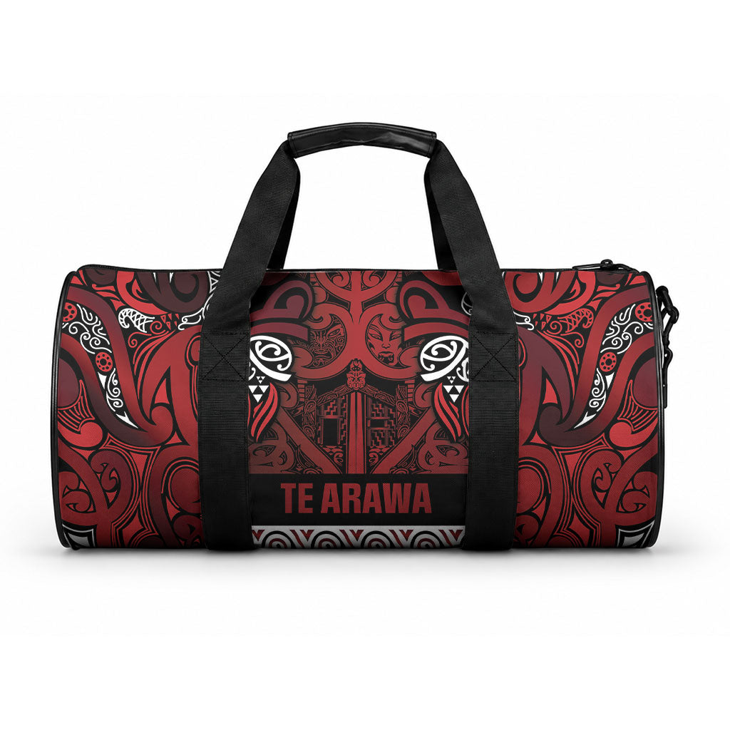 Aotearoa Iwi Te Arawa Duffle Bag Maori Wharenui House Tribal Pattern LT9 One size Dark Red - Polynesian Pride