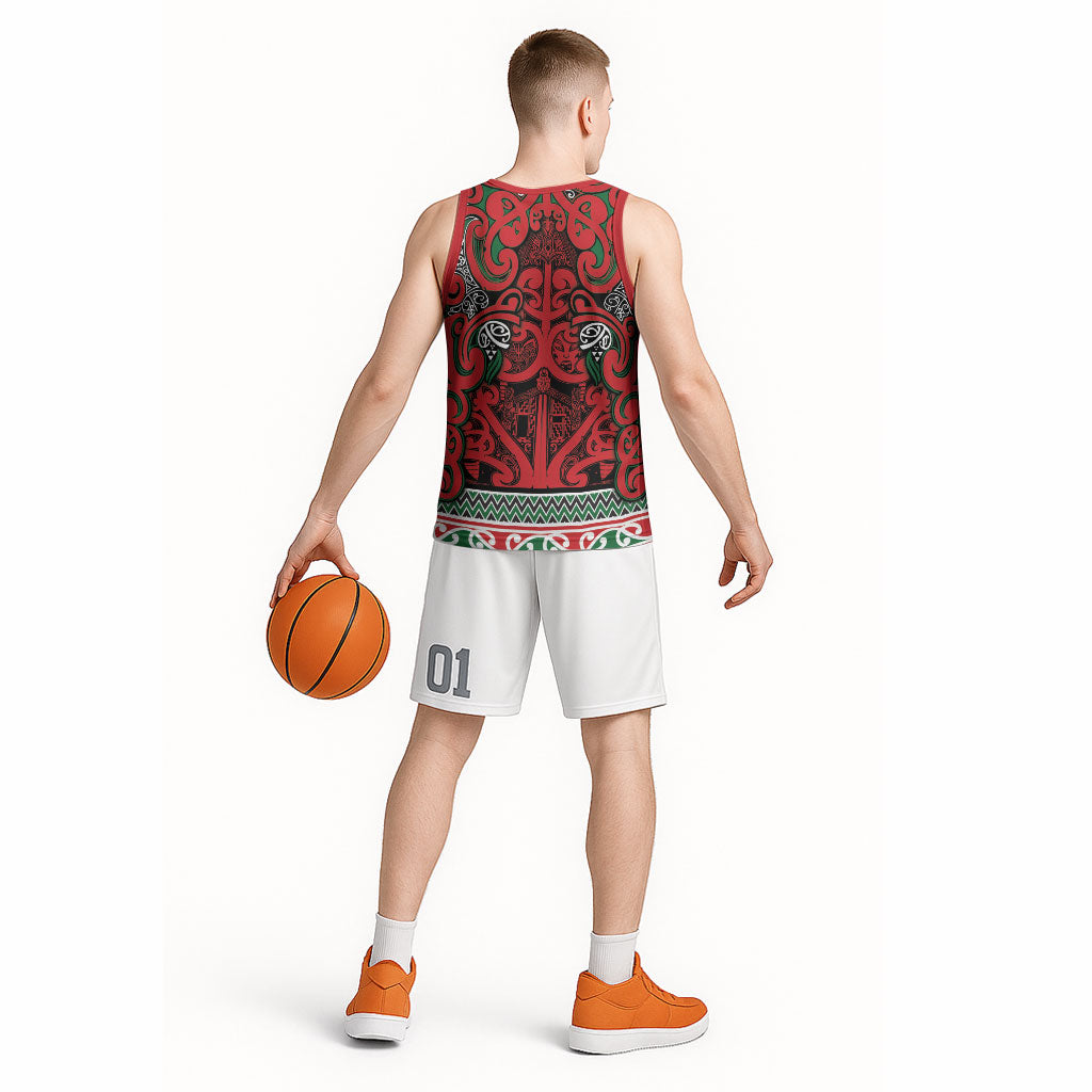Aotearoa Iwi Tuhoe Basketball Jersey Maori Wharenui House Tribal Pattern LT9 - Polynesian Pride