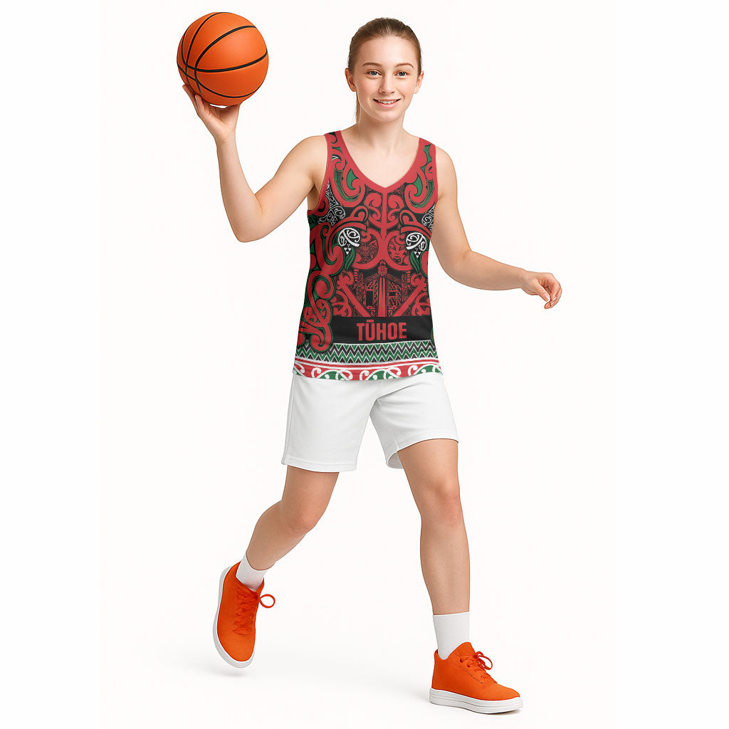 Aotearoa Iwi Tuhoe Basketball Jersey Maori Wharenui House Tribal Pattern LT9 - Polynesian Pride