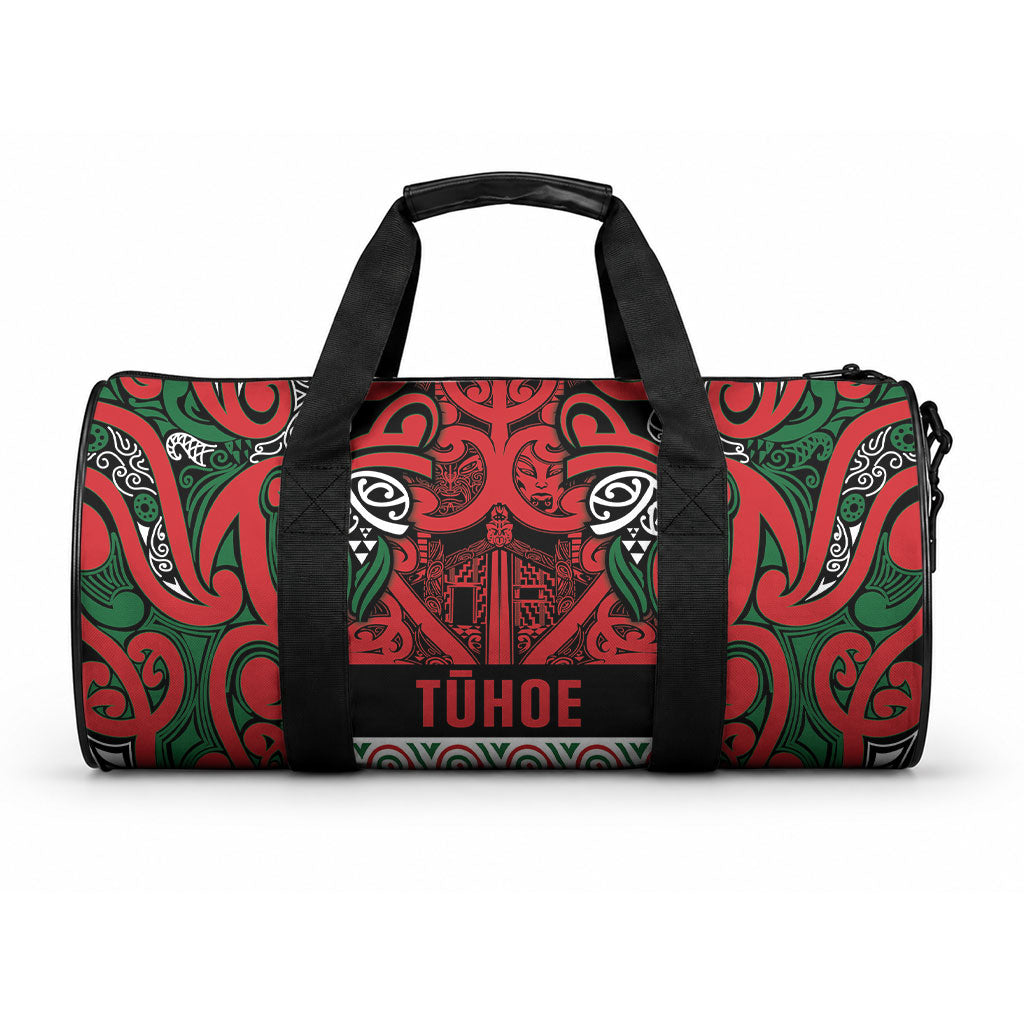 Aotearoa Iwi Tuhoe Duffle Bag Maori Wharenui House Tribal Pattern LT9 One size Green Red - Polynesian Pride