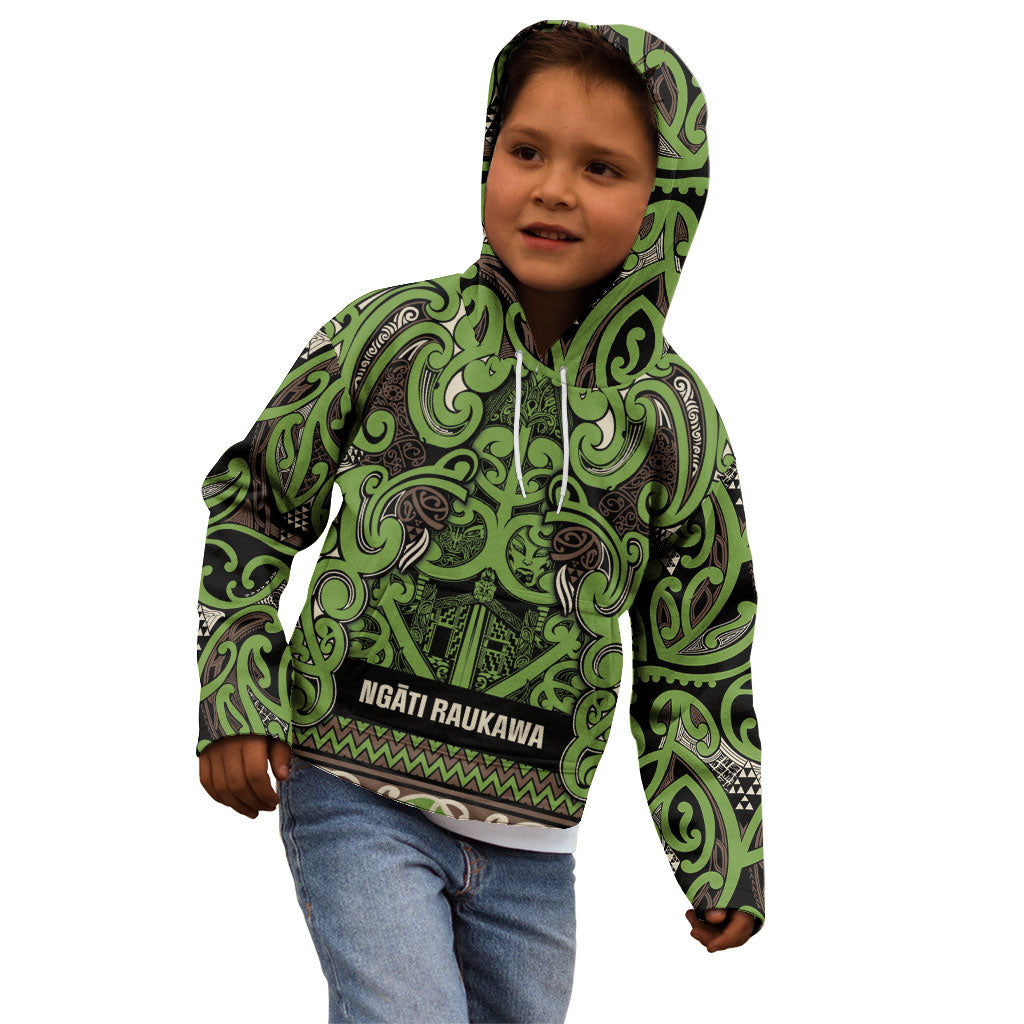 Aotearoa Iwi Ngati Raukawa Kid Hoodie Maori Wharenui House Tribal Pattern LT9 - Polynesian Pride