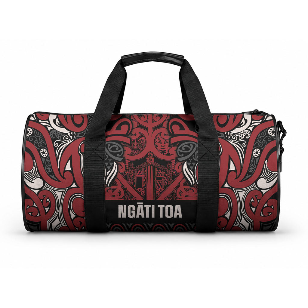 Aotearoa Iwi Ngati Toa Duffle Bag Maori Wharenui House Tribal Pattern LT9 One size Dark Red - Polynesian Pride