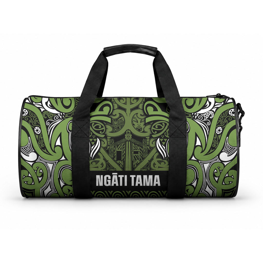 Aotearoa Iwi Ngāti Tama ki Taranaki Trust Duffle Bag Maori Wharenui House Tribal Pattern LT9 One size Lime - Polynesian Pride