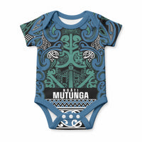 Aotearoa Iwi Ngati Mutunga Baby Onesie Maori Wharenui House Tribal Pattern LT9 Ocean Blue - Polynesian Pride
