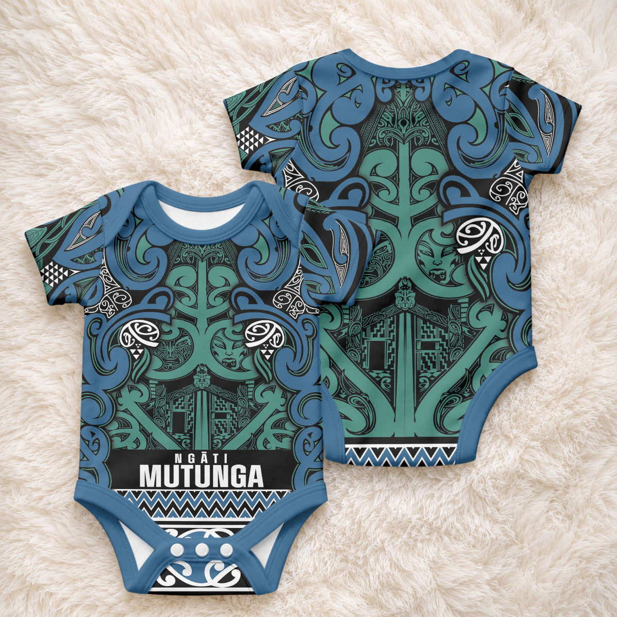 Aotearoa Iwi Ngati Mutunga Baby Onesie Maori Wharenui House Tribal Pattern LT9 - Polynesian Pride