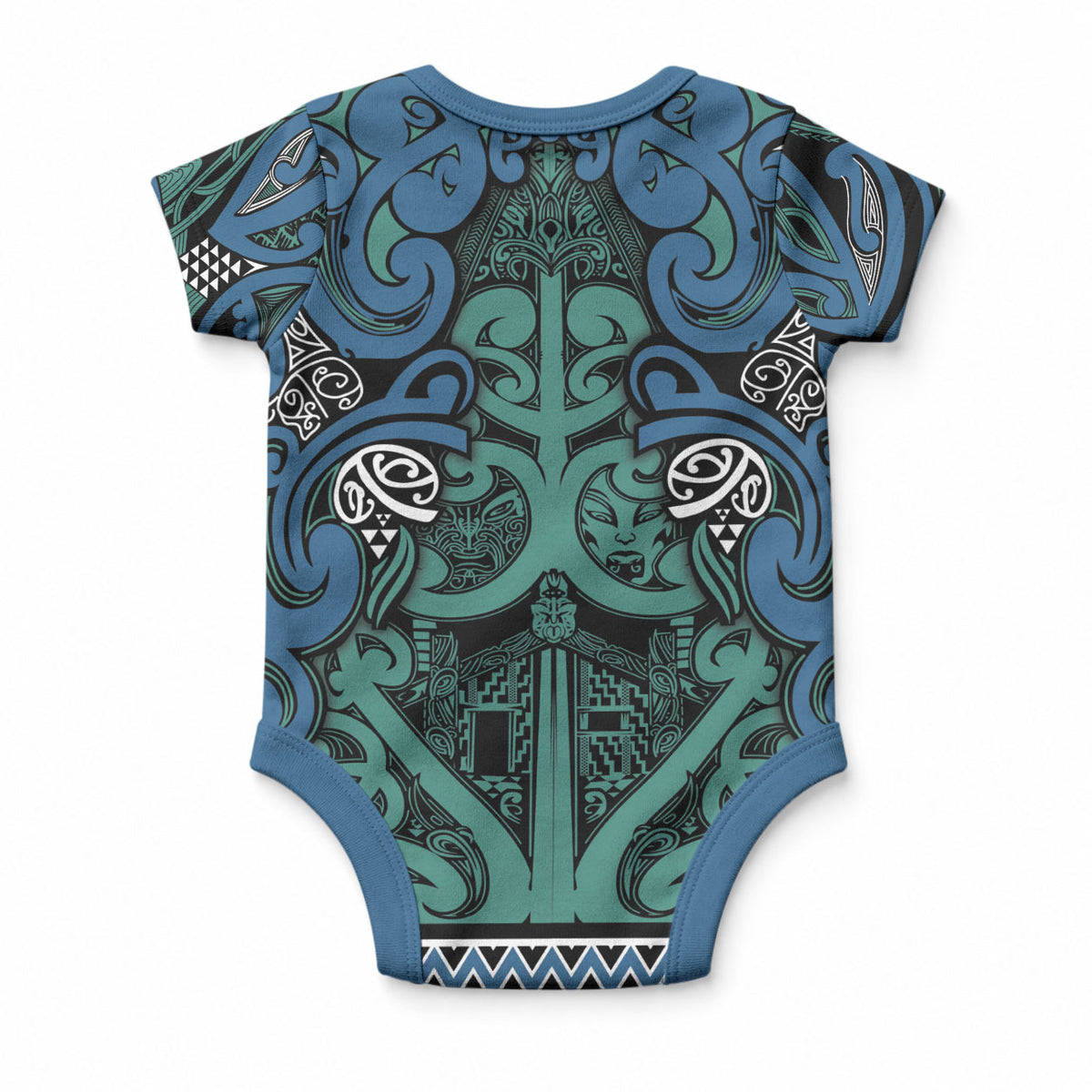 Aotearoa Iwi Ngati Mutunga Baby Onesie Maori Wharenui House Tribal Pattern LT9 - Polynesian Pride