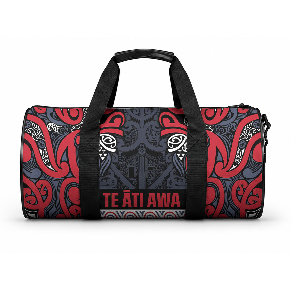 Aotearoa Iwi Te ati Awa Duffle Bag Maori Wharenui House Tribal Pattern LT9 One size Bright Red - Polynesian Pride