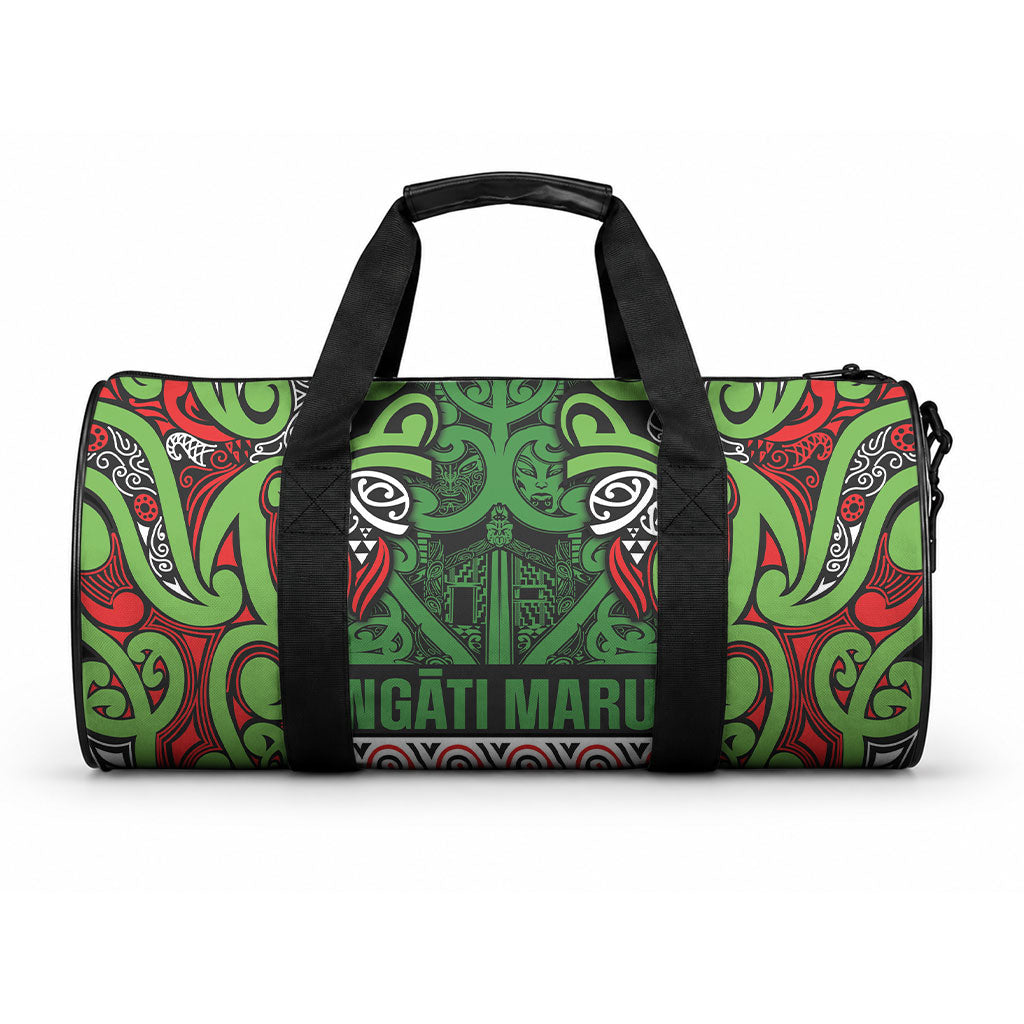 Aotearoa Iwi Ngati Maru Hauraki Duffle Bag Maori Wharenui House Tribal Pattern LT9 One size Green Red - Polynesian Pride