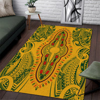 Africa Dashiki Area Rug African Tribal Art Mixed Polynesian Tattoo Gold Color Unique LT9 Gold - Polynesian Pride