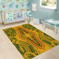Africa Dashiki Area Rug African Tribal Art Mixed Polynesian Tattoo Gold Color Unique LT9 - Polynesian Pride