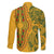 Africa Dashiki Family Matching Off Shoulder Long Sleeve Dress and Hawaiian Shirt African Tribal Art Mixed Polynesian Tattoo Gold Color Unique LT9 - Polynesian Pride