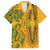 Africa Dashiki Family Matching Puletasi Dress and Hawaiian Shirt African Tribal Art Mixed Polynesian Tattoo Gold Color Unique LT9 Dad's Shirt - Short Sleeve Gold - Polynesian Pride