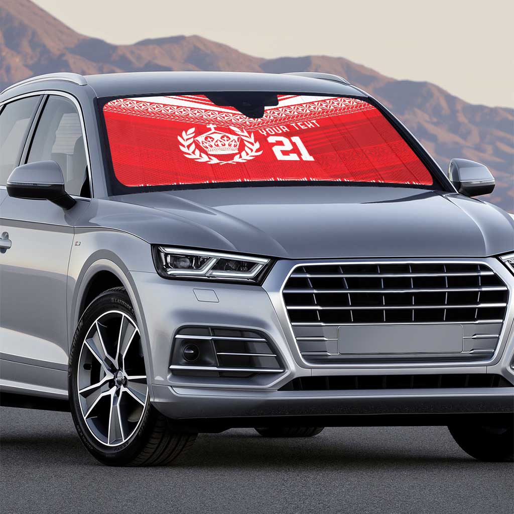 Custom Mate Ma'a Tonga Heritage Auto Sun Shade Pacific Tribal Rugby Red Edition LT9 - Polynesian Pride