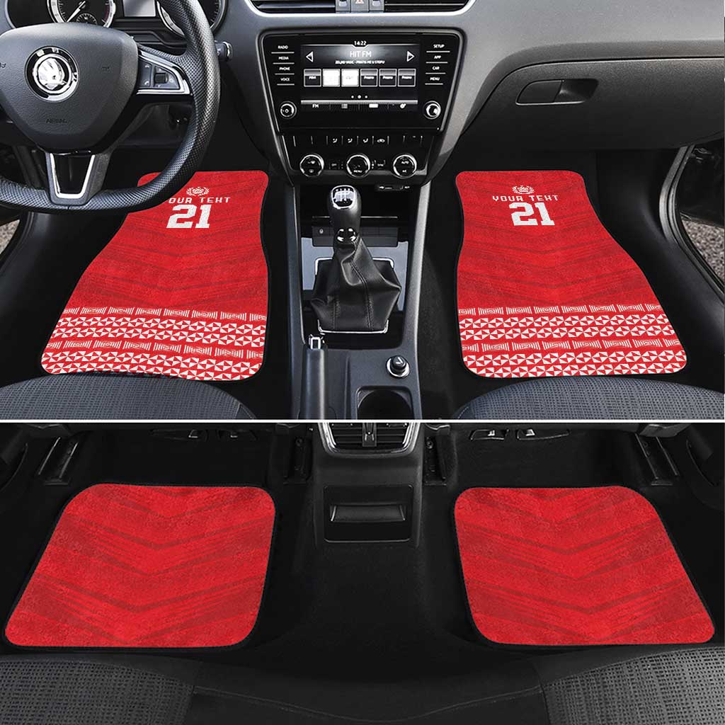 Custom Mate Ma'a Tonga Heritage Car Mats Pacific Tribal Rugby Red Edition LT9 Set 4pcs Red - Polynesian Pride