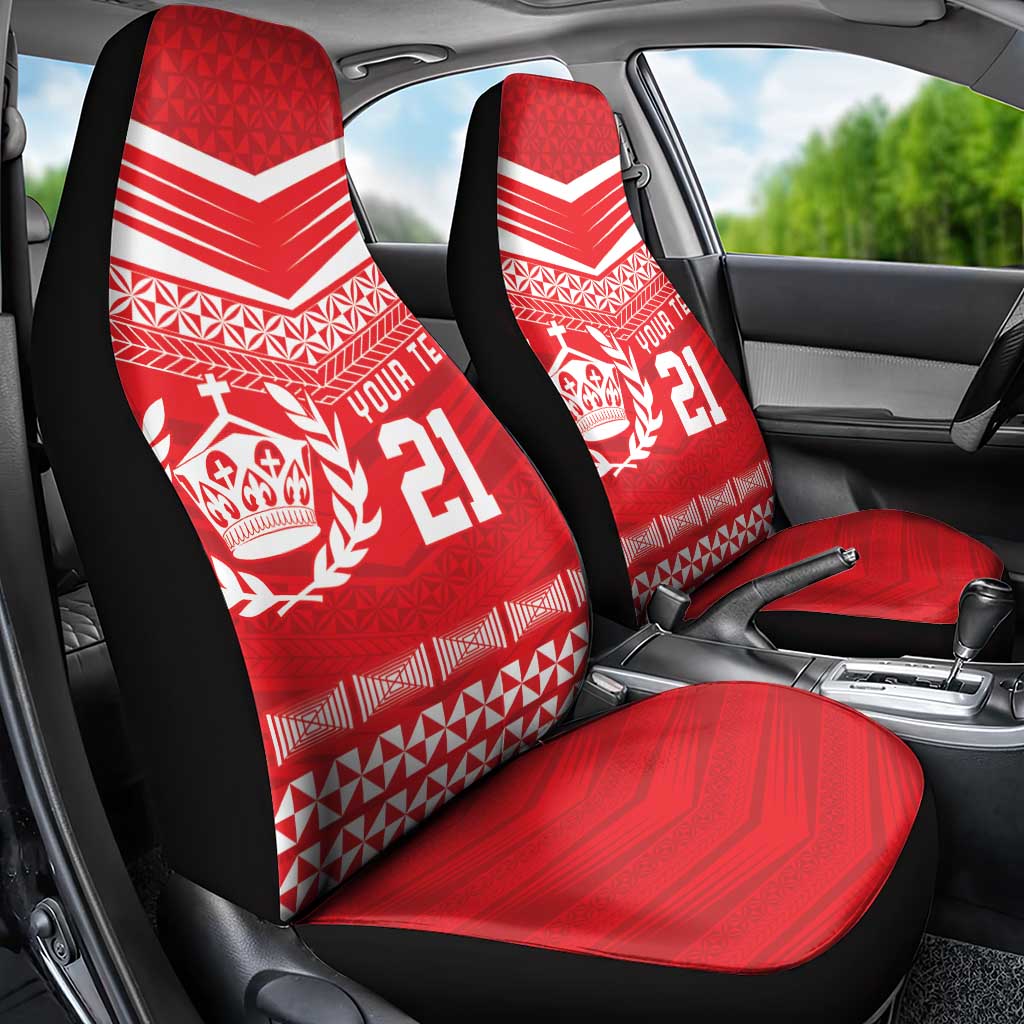 Custom Mate Ma'a Tonga Heritage Car Seat Cover Pacific Tribal Rugby Red Edition LT9 - Polynesian Pride