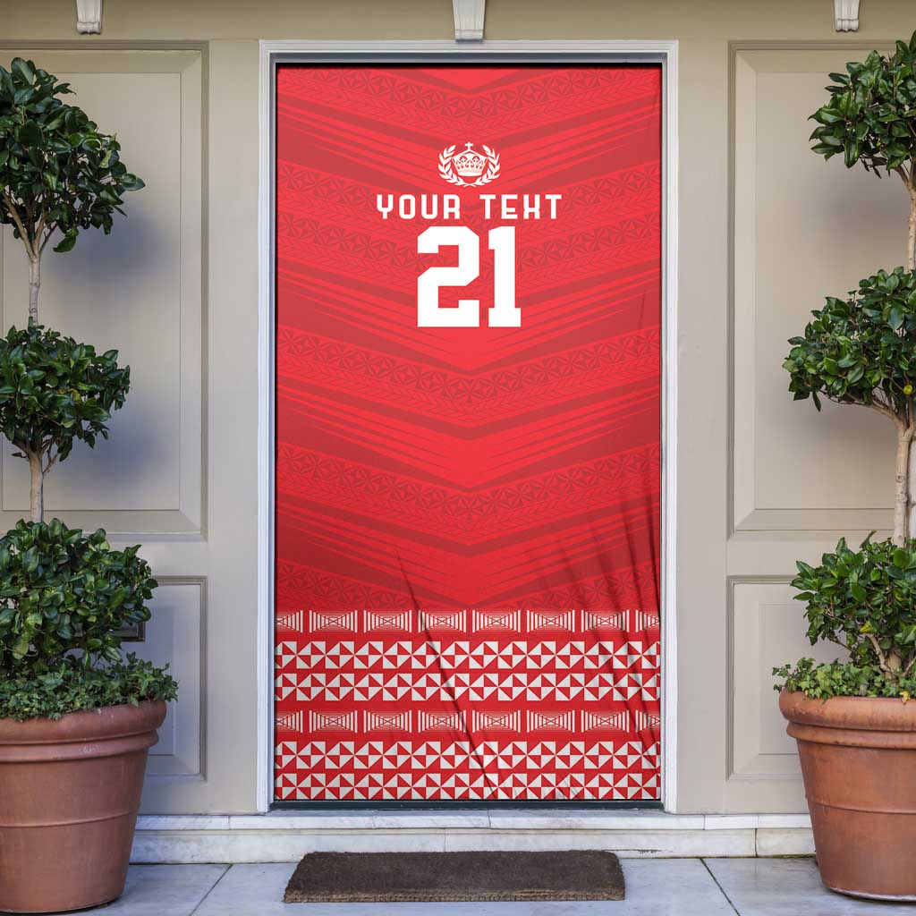 Custom Mate Ma'a Tonga Heritage Door Cover Pacific Tribal Rugby Red Edition LT9 Red - Polynesian Pride