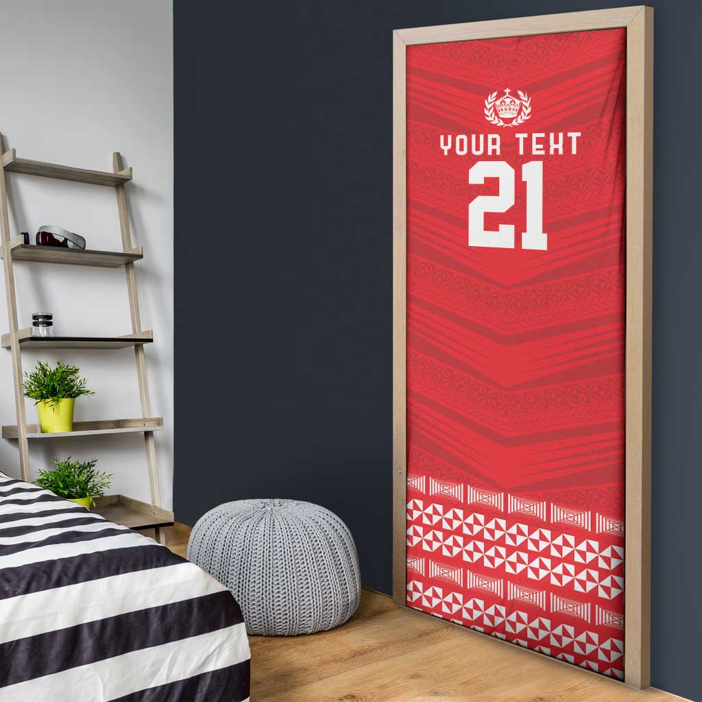 Custom Mate Ma'a Tonga Heritage Door Cover Pacific Tribal Rugby Red Edition LT9 - Polynesian Pride