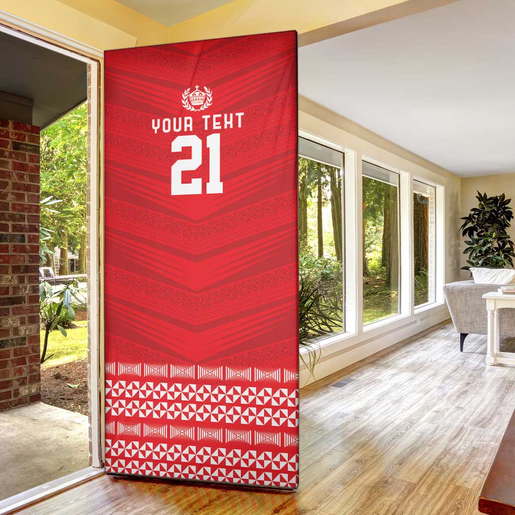 Custom Mate Ma'a Tonga Heritage Door Cover Pacific Tribal Rugby Red Edition LT9 - Polynesian Pride