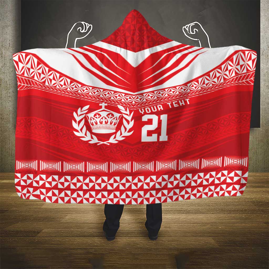 Custom Mate Ma'a Tonga Heritage Hooded Blanket Pacific Tribal Rugby Red Edition LT9 - Polynesian Pride