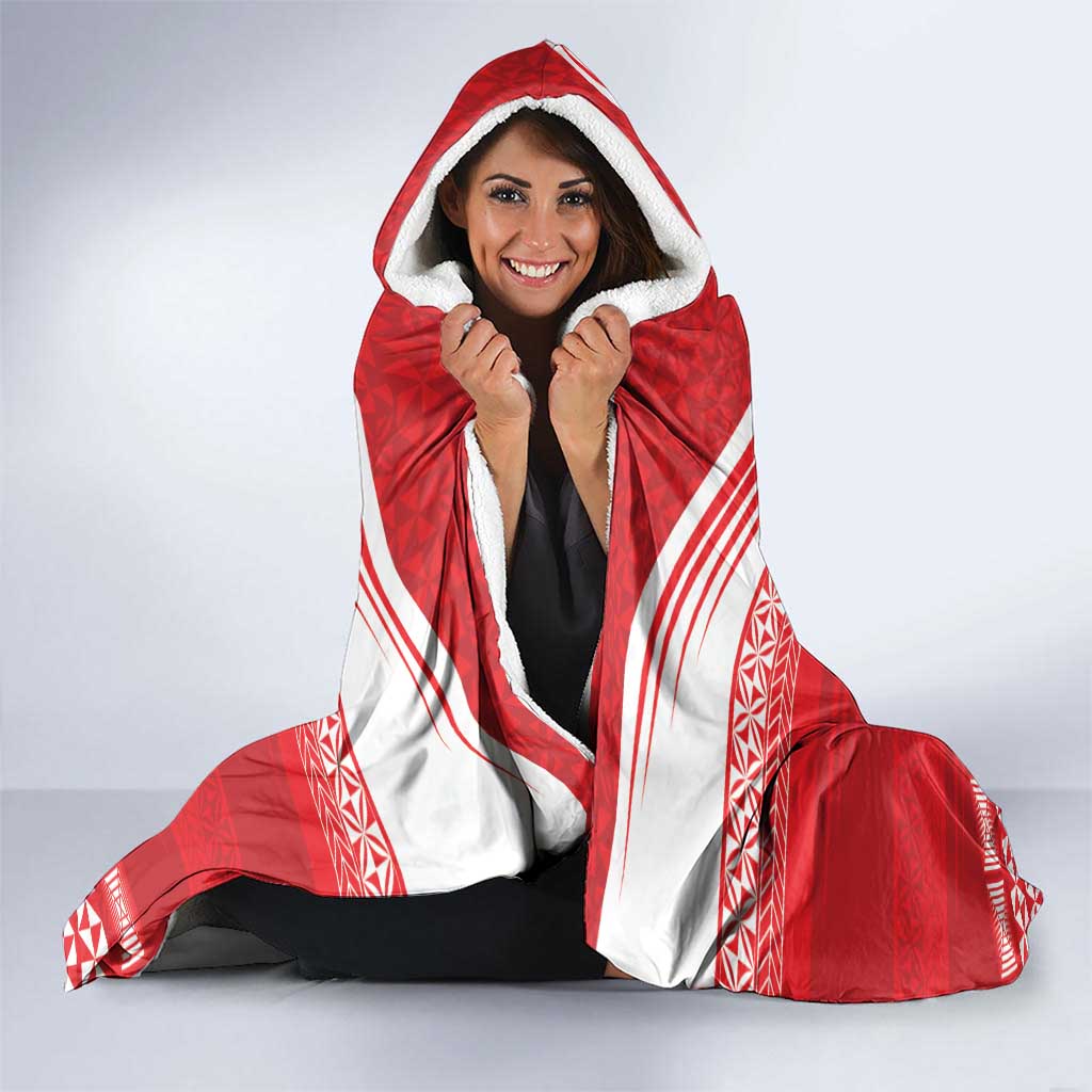 Custom Mate Ma'a Tonga Heritage Hooded Blanket Pacific Tribal Rugby Red Edition LT9 - Polynesian Pride