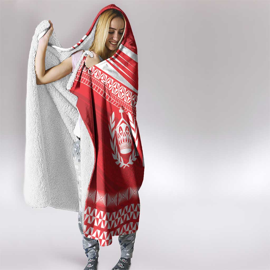 Custom Mate Ma'a Tonga Heritage Hooded Blanket Pacific Tribal Rugby Red Edition LT9 - Polynesian Pride