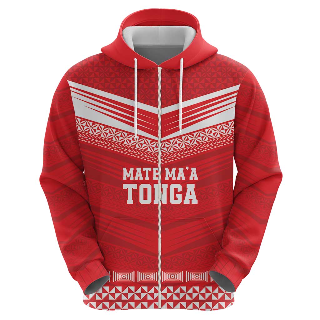 Custom Mate Ma'a Tonga Heritage Hoodie Pacific Tribal Rugby Red Edition LT9 - Polynesian Pride