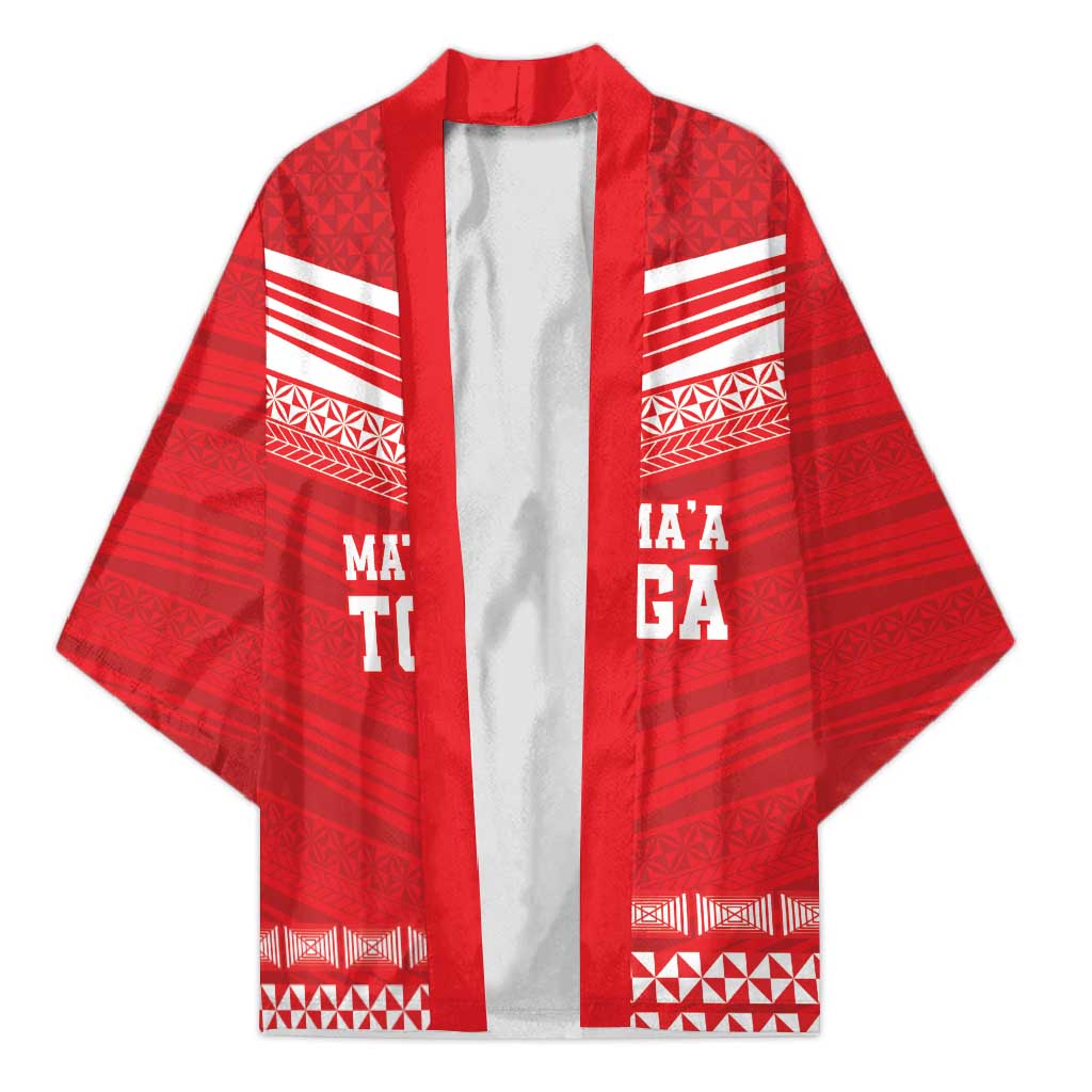 Custom Mate Ma'a Tonga Heritage Kimono Pacific Tribal Rugby Red Edition LT9 Unisex Red - Polynesian Pride