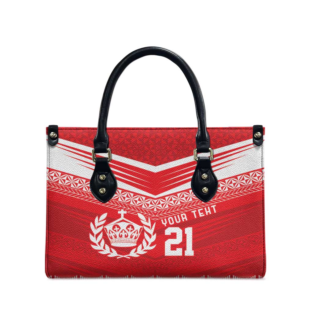 Custom Mate Ma'a Tonga Heritage Leather Bag Pacific Tribal Rugby Red Edition LT9 - Polynesian Pride