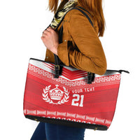 Custom Mate Ma'a Tonga Heritage Leather Tote Bag Pacific Tribal Rugby Red Edition LT9 Red - Polynesian Pride