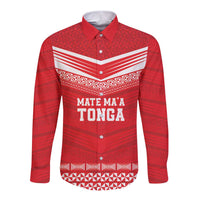 Custom Mate Ma'a Tonga Heritage Long Sleeve Button Shirt Pacific Tribal Rugby Red Edition LT9 Unisex Red - Polynesian Pride