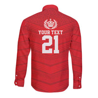 Custom Mate Ma'a Tonga Heritage Long Sleeve Button Shirt Pacific Tribal Rugby Red Edition LT9 - Polynesian Pride