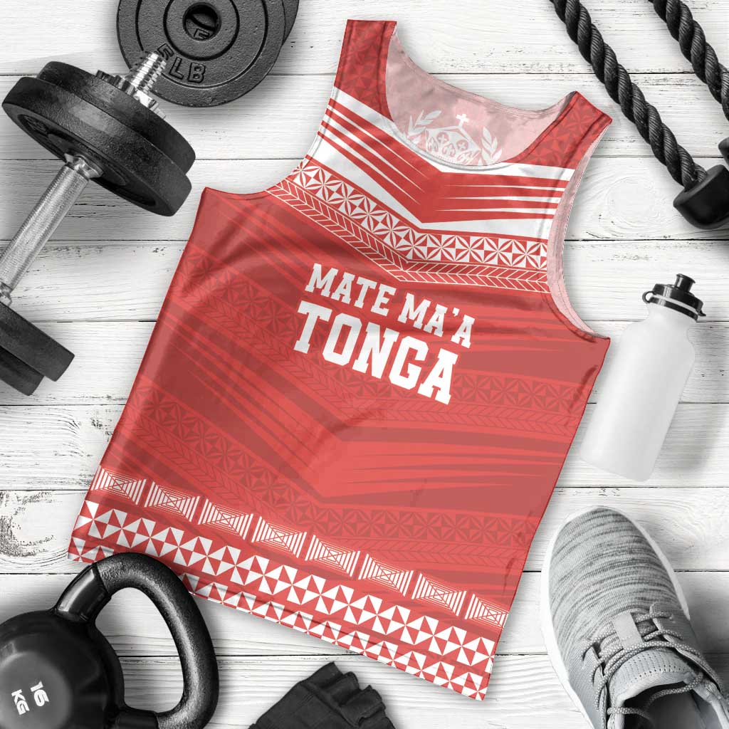 Custom Mate Ma'a Tonga Heritage Men Tank Top Pacific Tribal Rugby Red Edition LT9 - Polynesian Pride