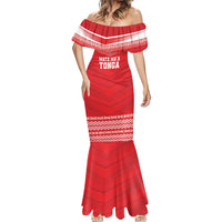 Custom Mate Ma'a Tonga Heritage Mermaid Dress Pacific Tribal Rugby Red Edition LT9 - Polynesian Pride