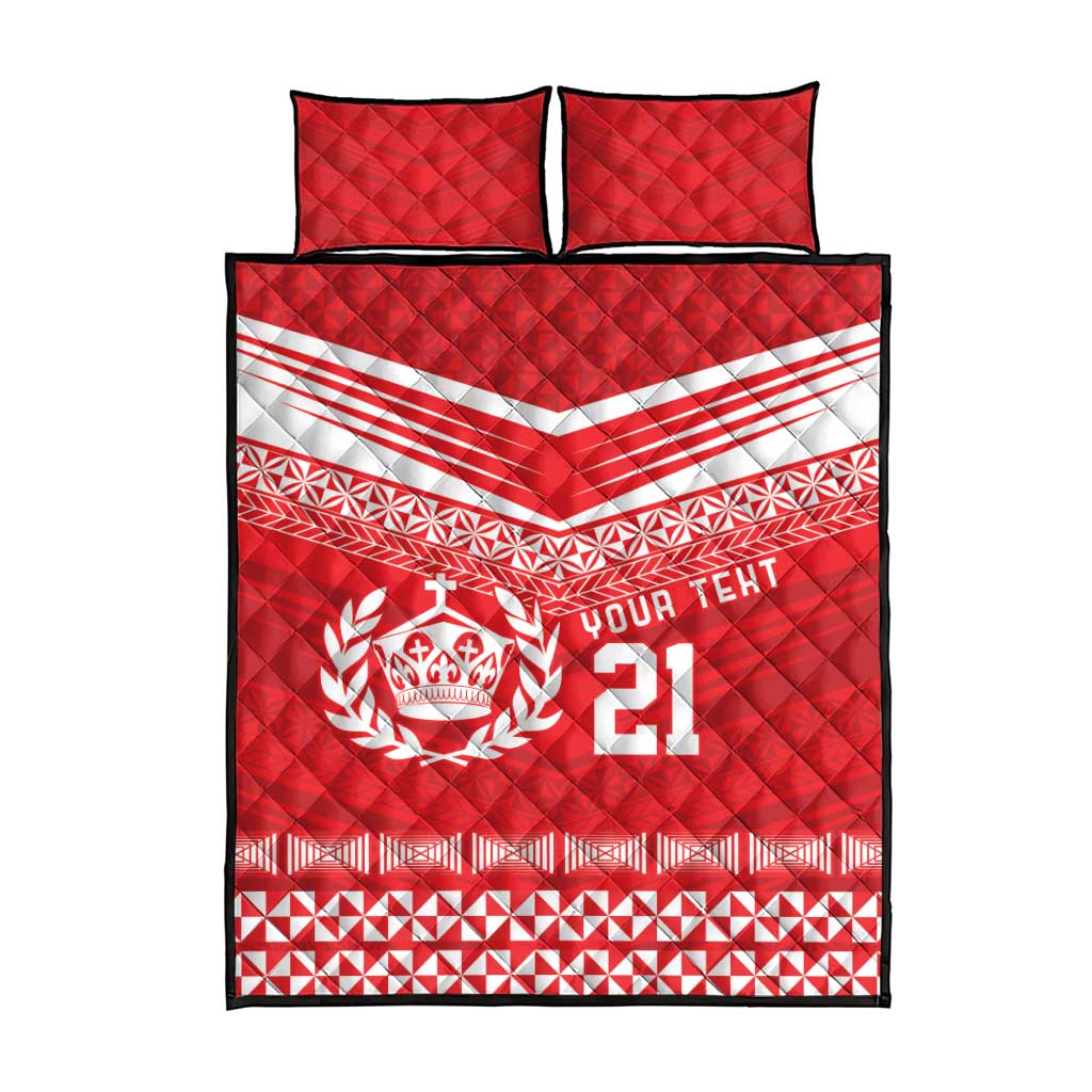 Custom Mate Ma'a Tonga Heritage Quilt Bed Set Pacific Tribal Rugby Red Edition LT9 - Polynesian Pride