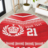 Custom Mate Ma'a Tonga Heritage Round Carpet Pacific Tribal Rugby Red Edition LT9 Red - Polynesian Pride