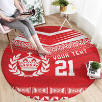 Custom Mate Ma'a Tonga Heritage Round Carpet Pacific Tribal Rugby Red Edition LT9 - Polynesian Pride