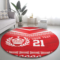 Custom Mate Ma'a Tonga Heritage Round Carpet Pacific Tribal Rugby Red Edition LT9 - Polynesian Pride