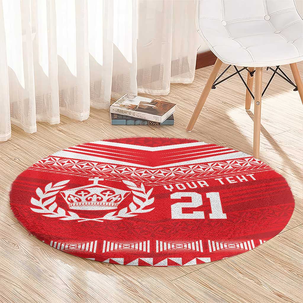 Custom Mate Ma'a Tonga Heritage Round Carpet Pacific Tribal Rugby Red Edition LT9 - Polynesian Pride