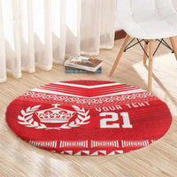 Custom Mate Ma'a Tonga Heritage Round Carpet Pacific Tribal Rugby Red Edition LT9 - Polynesian Pride