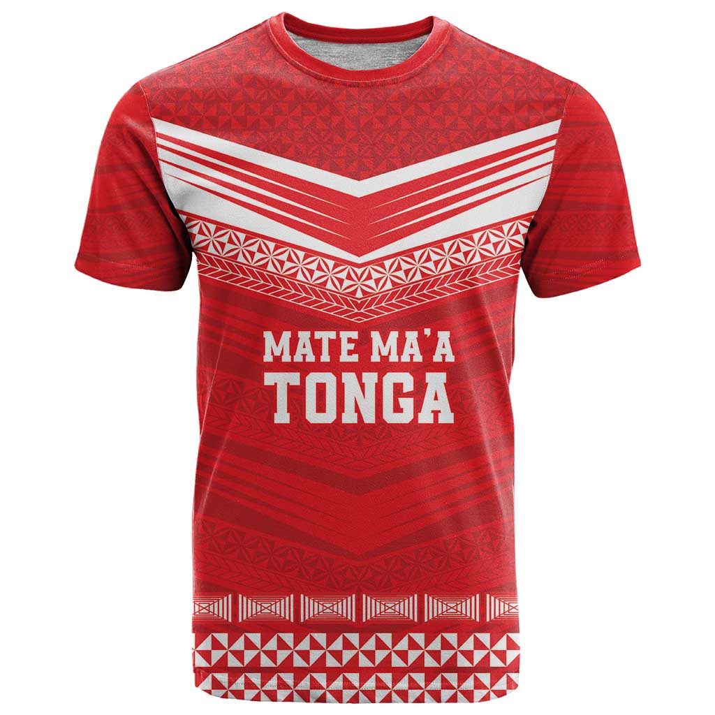 Custom Mate Ma'a Tonga Heritage T Shirt Pacific Tribal Rugby Red Edition LT9 Red - Polynesian Pride