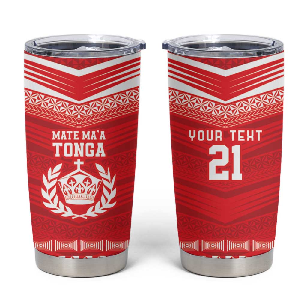 Custom Mate Ma'a Tonga Heritage Tumbler Cup Pacific Tribal Rugby Red Edition LT9 Red - Polynesian Pride