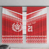 Custom Mate Ma'a Tonga Heritage Window Curtain Pacific Tribal Rugby Red Edition LT9 With Hooks Red - Polynesian Pride