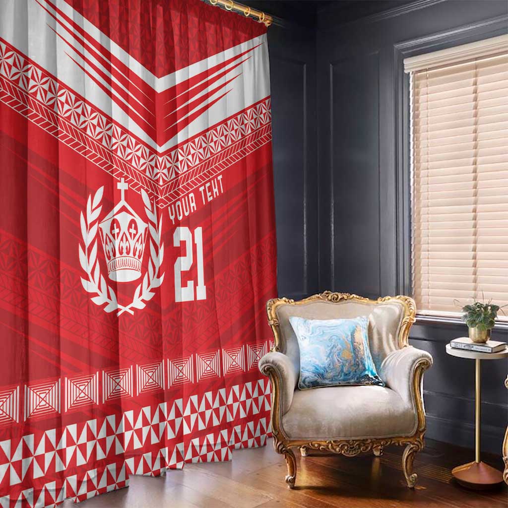 Custom Mate Ma'a Tonga Heritage Window Curtain Pacific Tribal Rugby Red Edition LT9 - Polynesian Pride