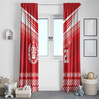 Custom Mate Ma'a Tonga Heritage Window Curtain Pacific Tribal Rugby Red Edition LT9 - Polynesian Pride