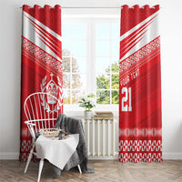 Custom Mate Ma'a Tonga Heritage Window Curtain Pacific Tribal Rugby Red Edition LT9 - Polynesian Pride
