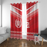 Custom Mate Ma'a Tonga Heritage Window Curtain Pacific Tribal Rugby Red Edition LT9 With Grommets Red - Polynesian Pride