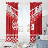 Custom Mate Ma'a Tonga Heritage Window Curtain Pacific Tribal Rugby Red Edition LT9 - Polynesian Pride