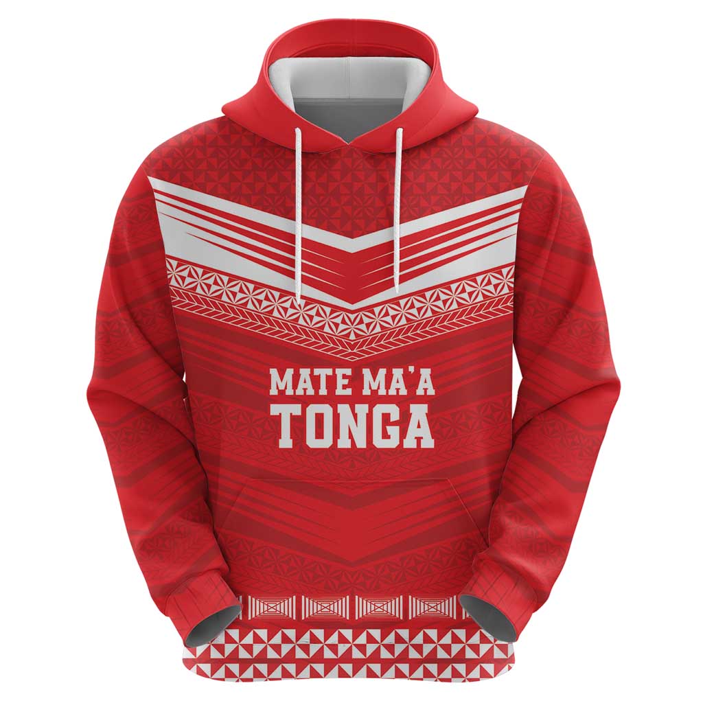 Custom Mate Ma'a Tonga Heritage Zip Hoodie Pacific Tribal Rugby Red Edition LT9 - Polynesian Pride